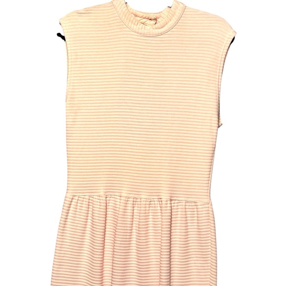 OUTLANDER Ribbed Pale Pink High Neck Sleeveless Midi Length Back Cutout Dress - Picture 2 of 8